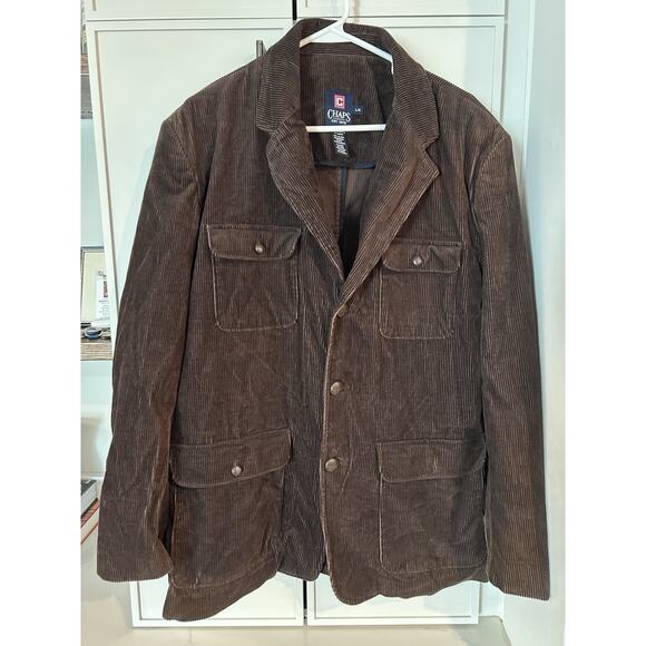 Chaps Mens Corduroy Shirt Jacket Brown XL / Shirt Coat / Shacket - Picture 3 of 6